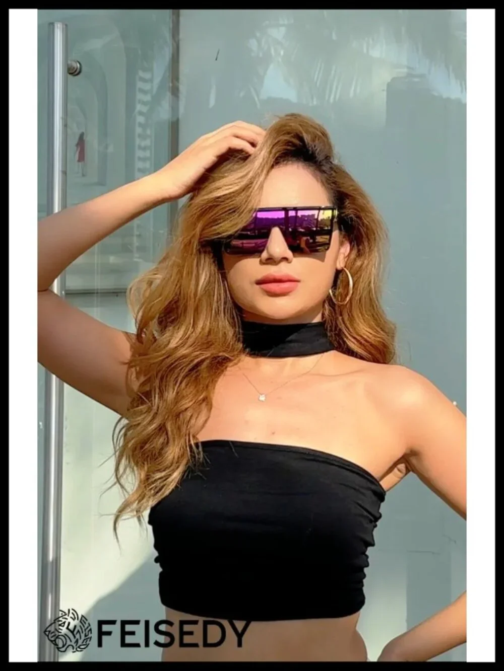 Oversized Sunglasses UV400 Flat Top Square Unisex Trendy Flat Top
